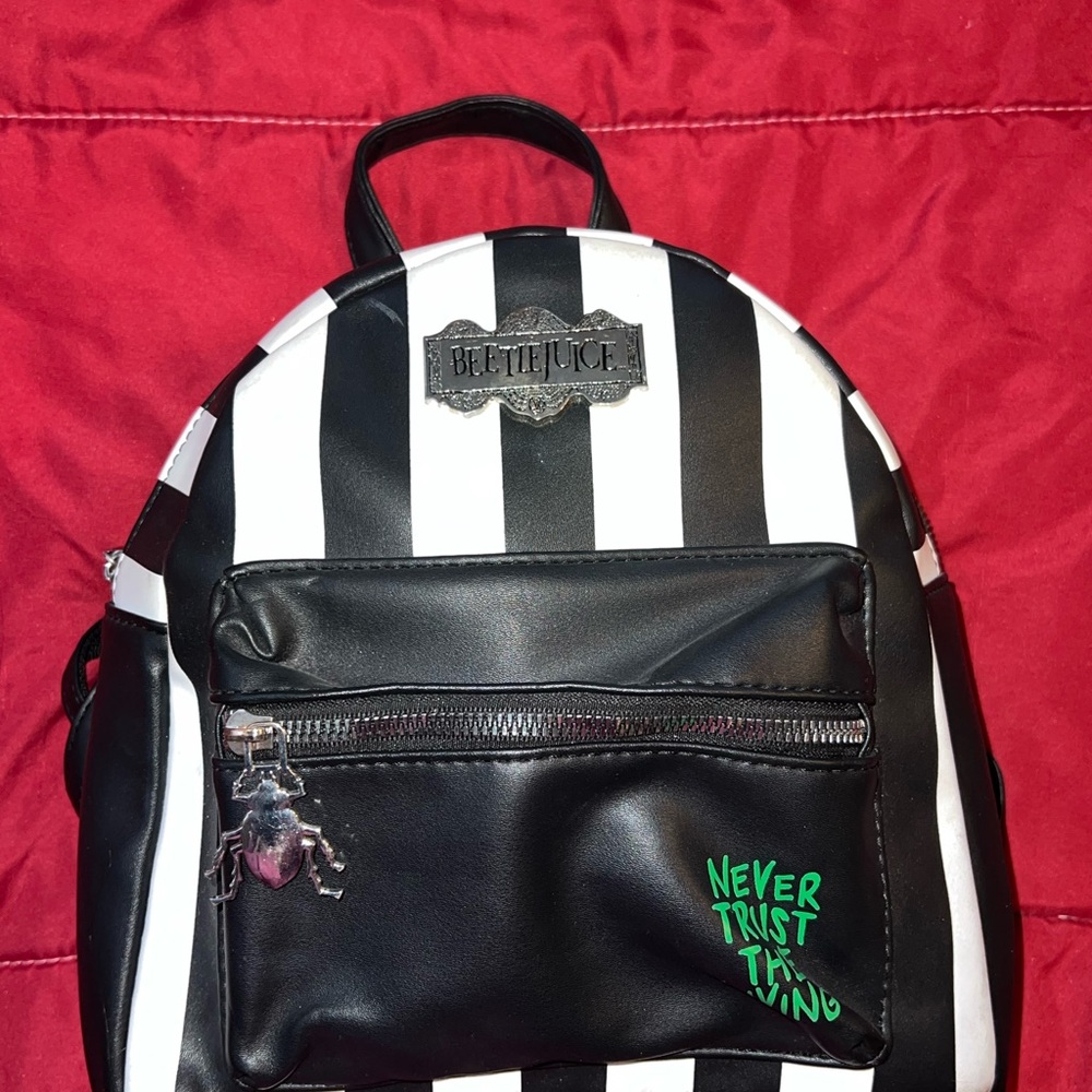 Black and White Striped BEETLEJUICE Backpack